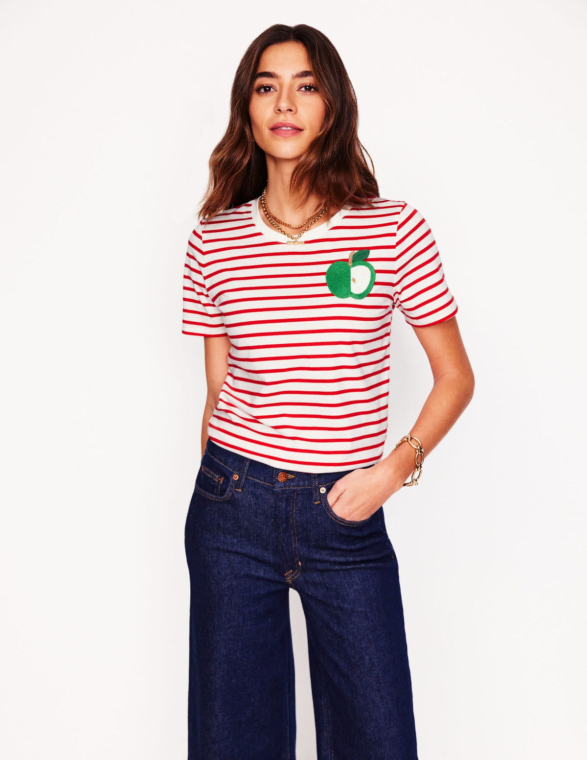 Relaxed Novelty T-Shirt-Ivory, Red Apple - Image 1