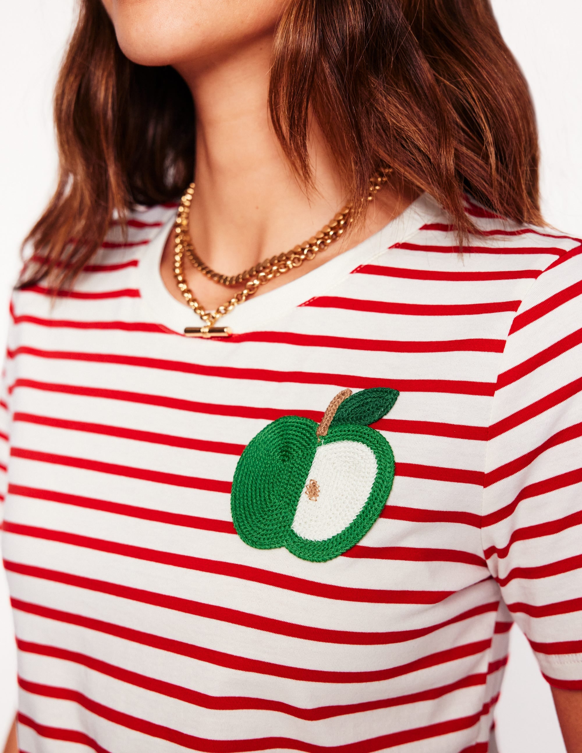 Relaxed Novelty T-Shirt-Ivory, Red Apple - Image 2