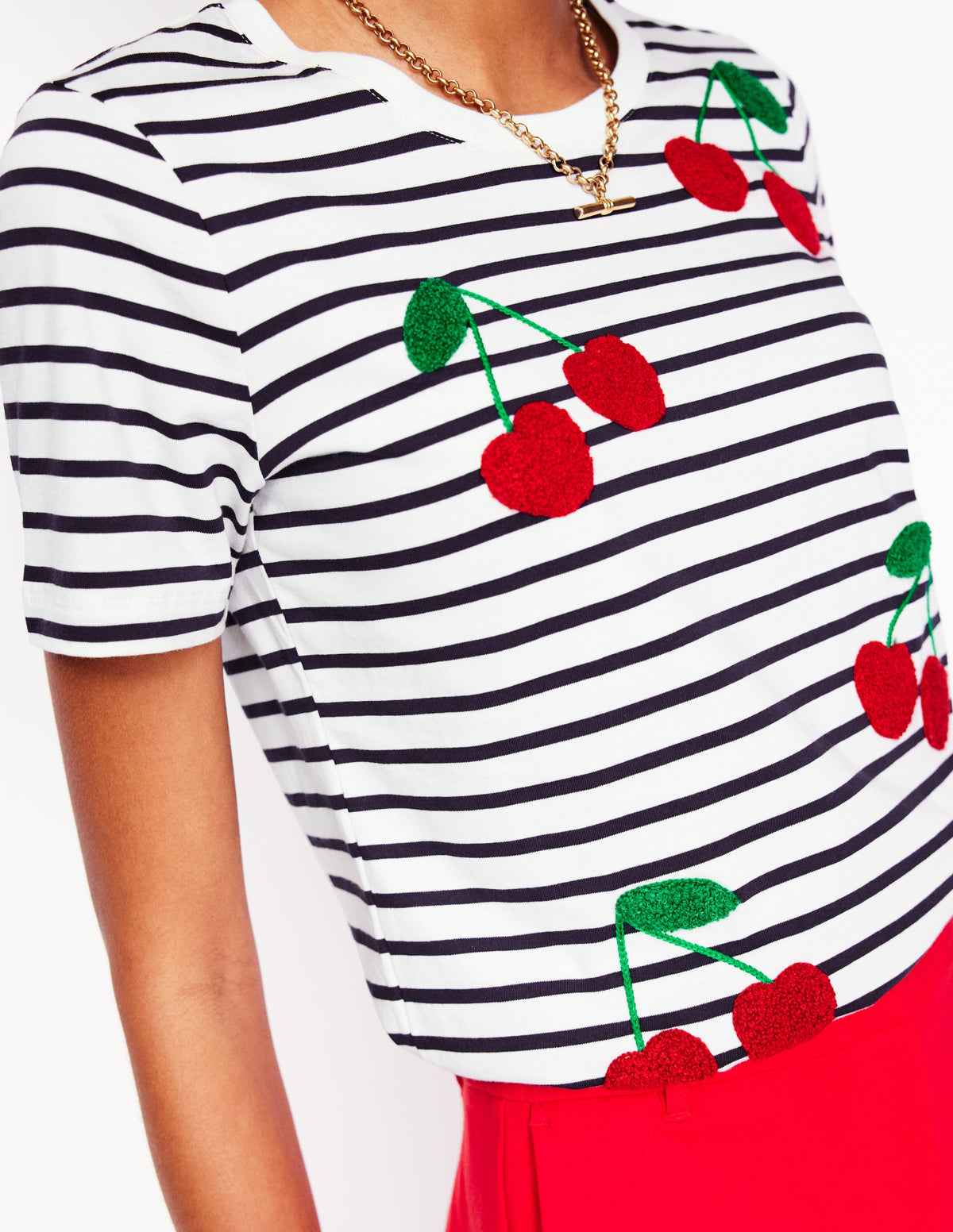 Relaxed Novelty T-Shirt-Ivory, French Navy, Cherries - Image 2