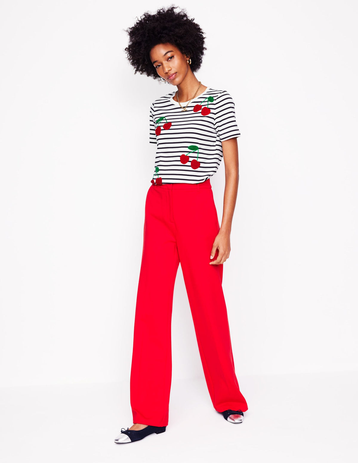 Relaxed Novelty T-Shirt-Ivory, French Navy, Cherries - Image 4