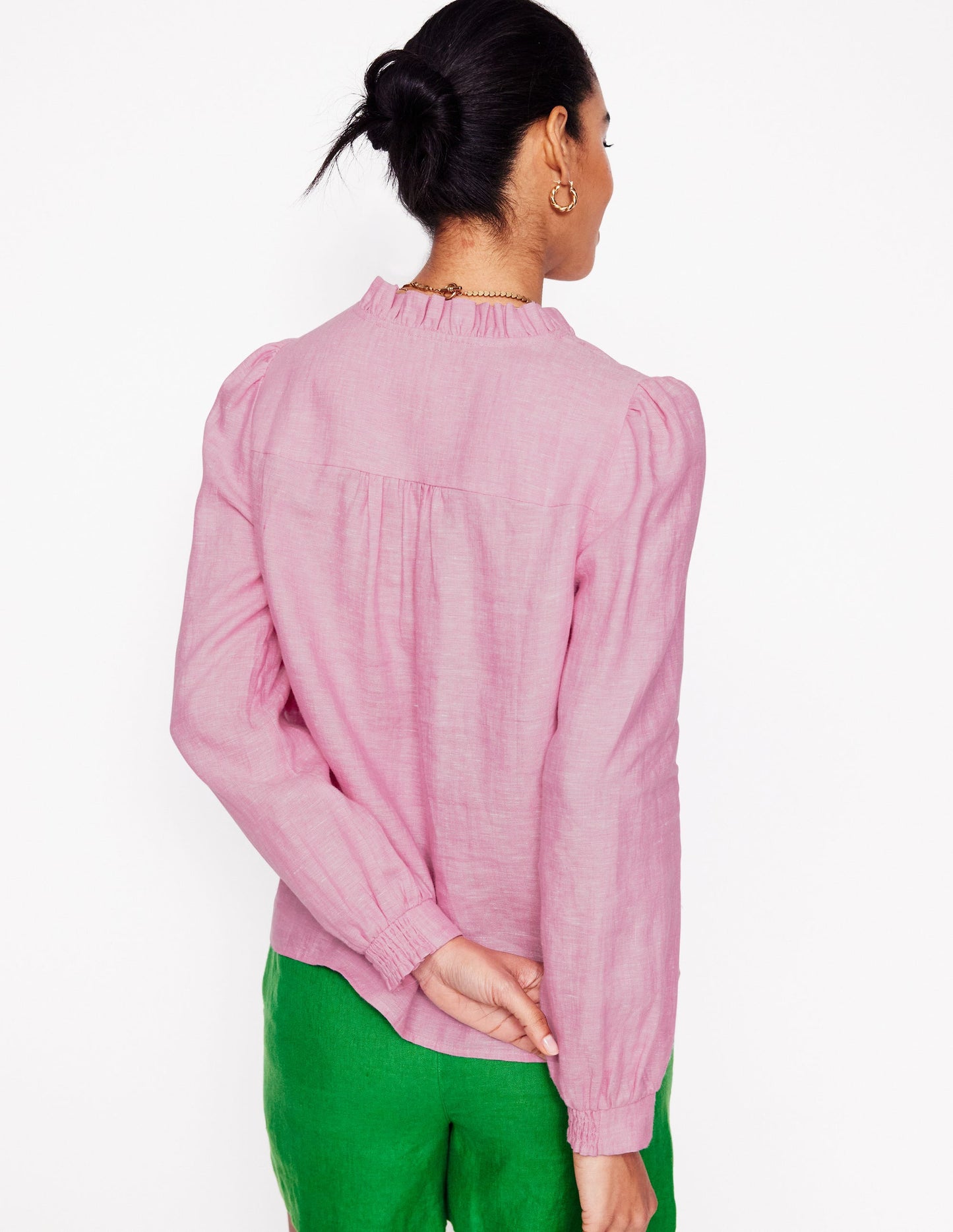 Grace Linen Top-Pink Orchid Chambray