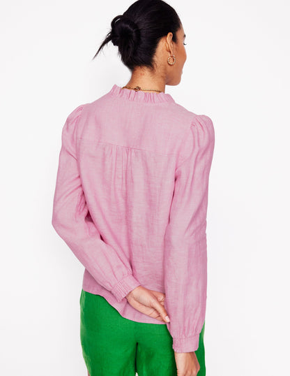 Grace Linen Top-Pink Orchid Chambray