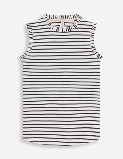 Supersoft Frill Detail Vest-Ivory, Navy Stripe-5