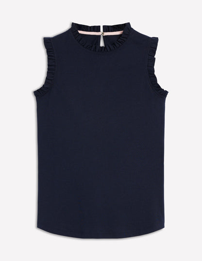 Supersoft Frill Detail Vest-Navy