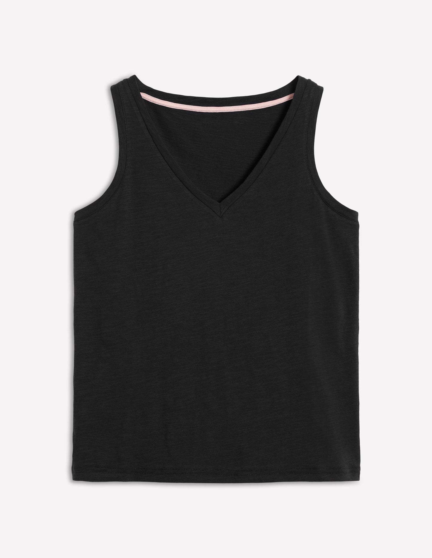 Regular V-Neck Slub Vest-Black