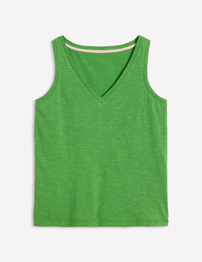 Regular V-Neck Slub Vest-Paradise Green