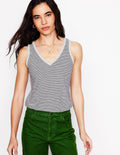 Sophie Slub Vest-Navy, Ivory Stripe