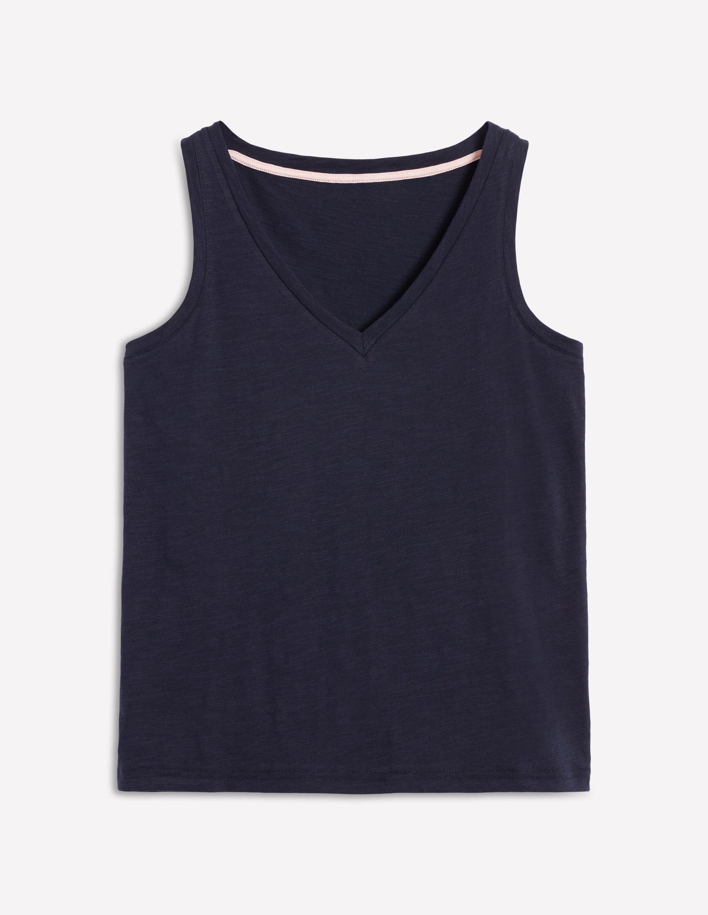 Regular V-Neck Slub Vest-Navy