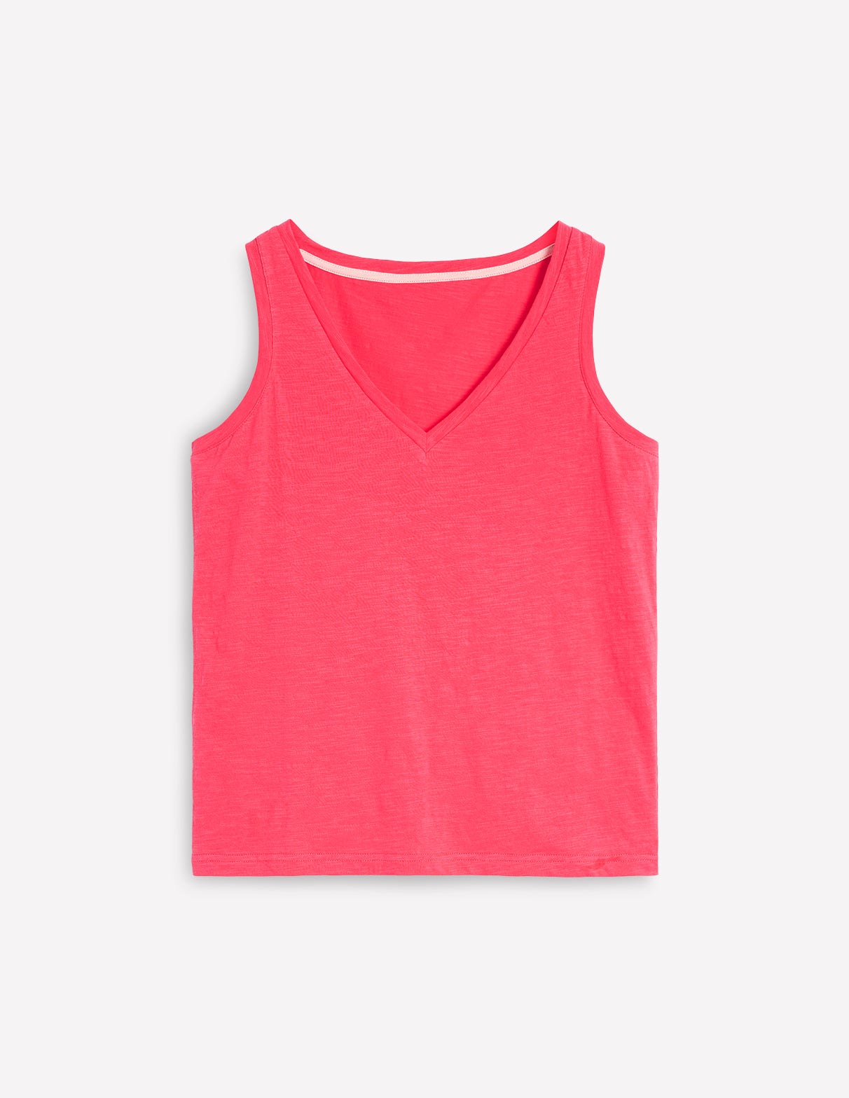 Regular V-Neck Slub Vest-Camelia Pink