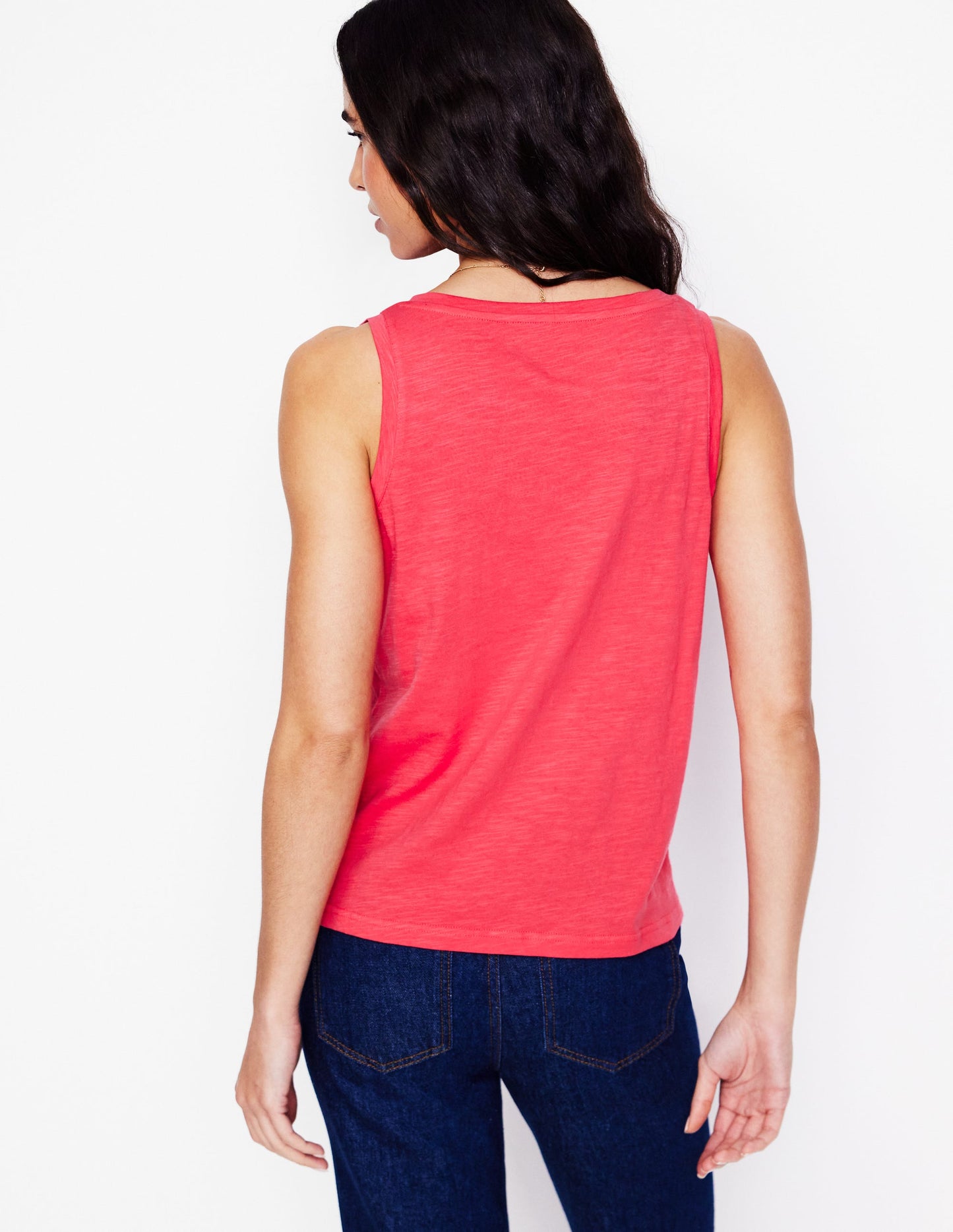 Regular V-Neck Slub Vest-Camelia Pink