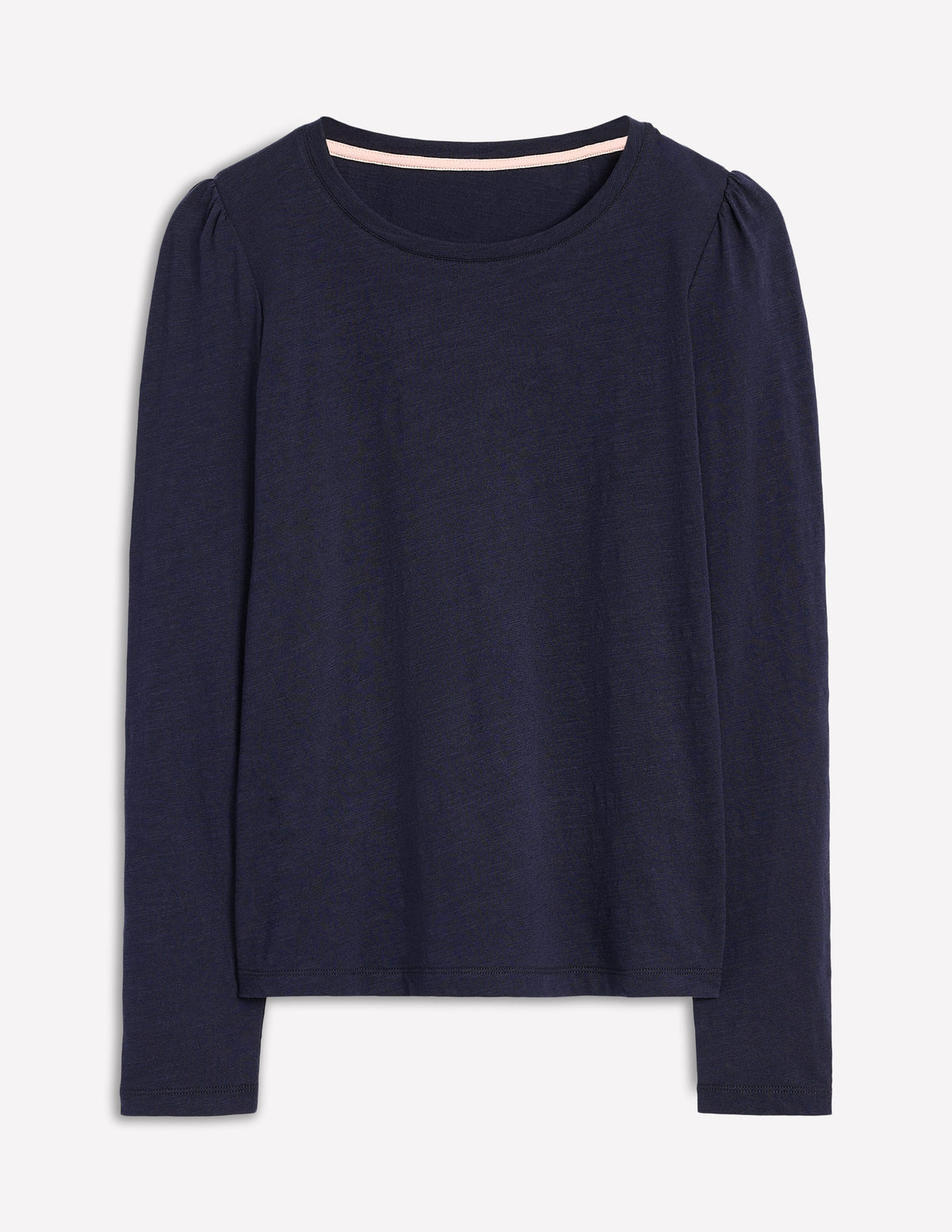 Cotton Crew Long Sleeve Top-Navy - Image 6