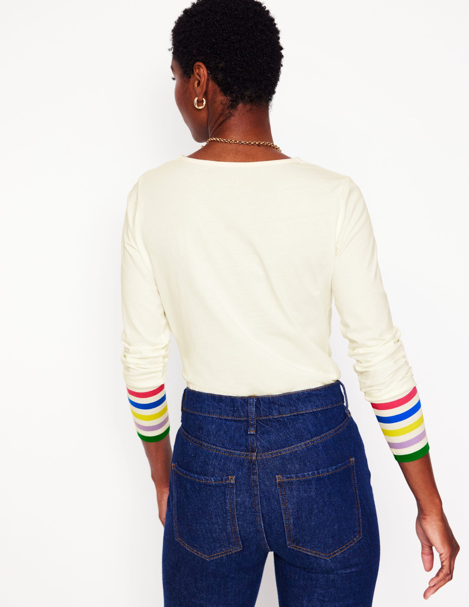 Stripe Cuff Top-Ivory Rainbow Stripe Cuff-3