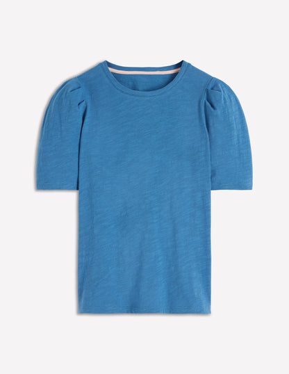 Pleat Sleeve T-shirt-Vallarta Blue-4
