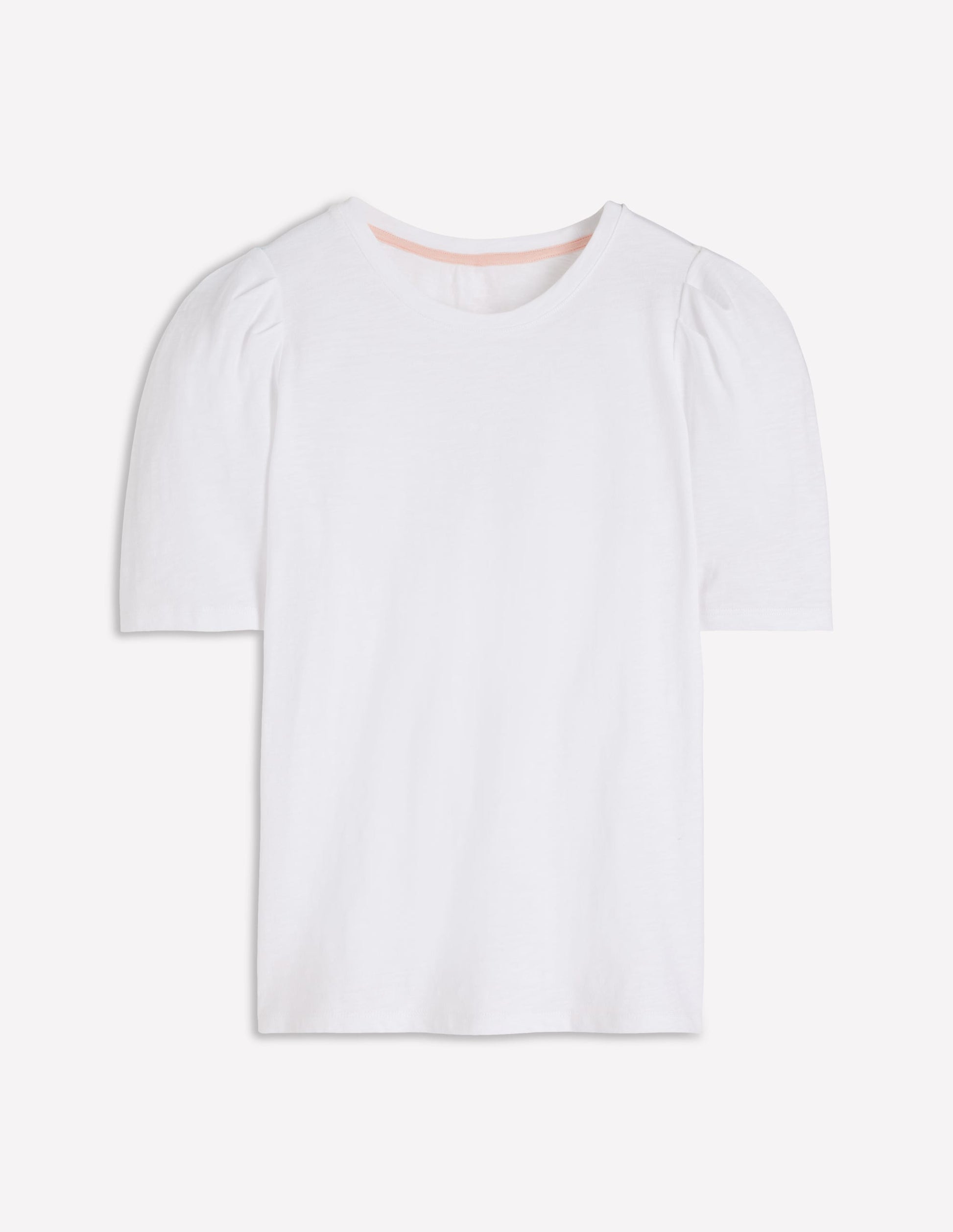 Pleat Sleeve T-shirt-White-5