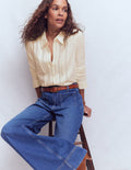 Trim Detail Jersey Shirt-Ivory