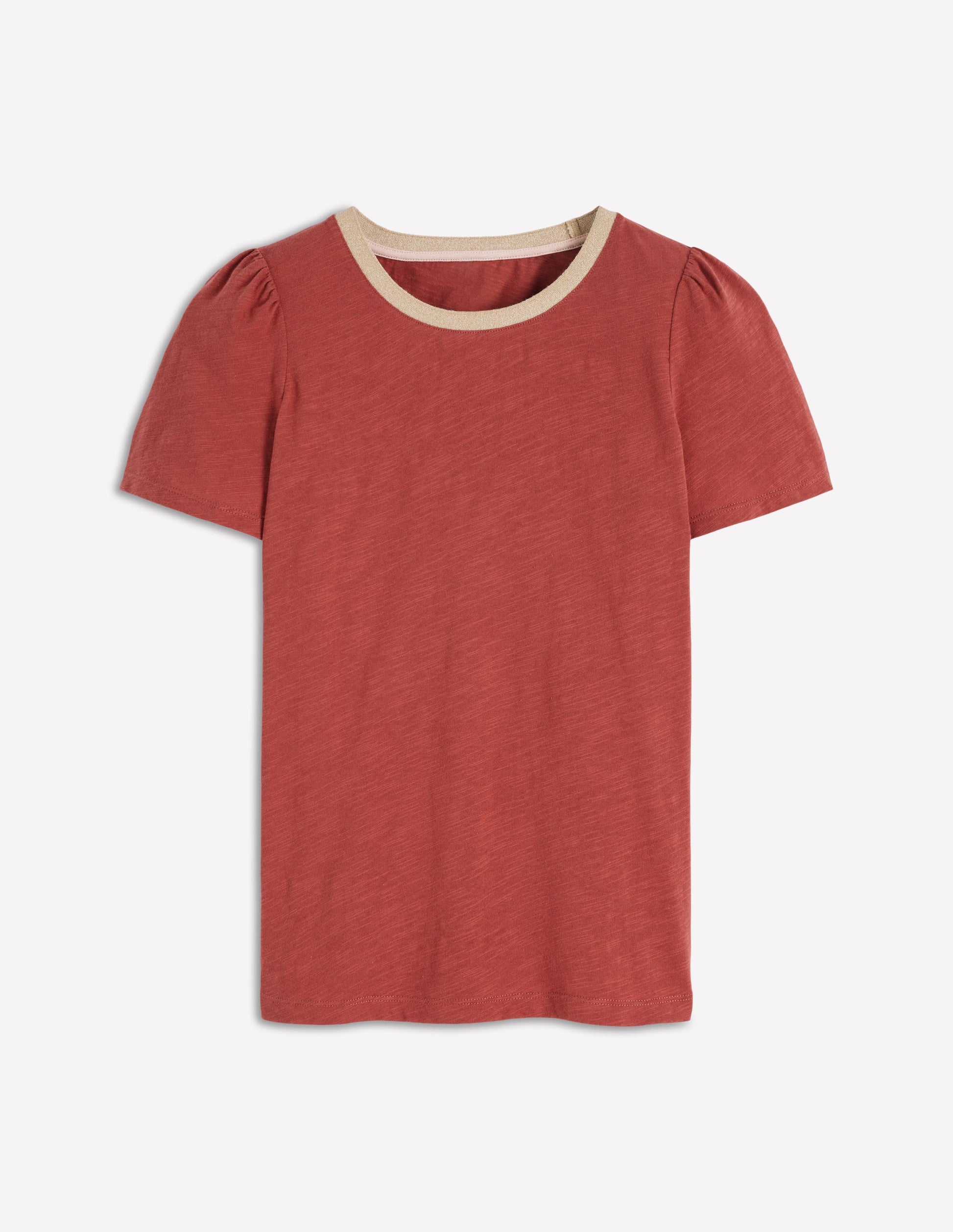 Metallic Trim T-Shirt-Roasted Chestnut Brown-5