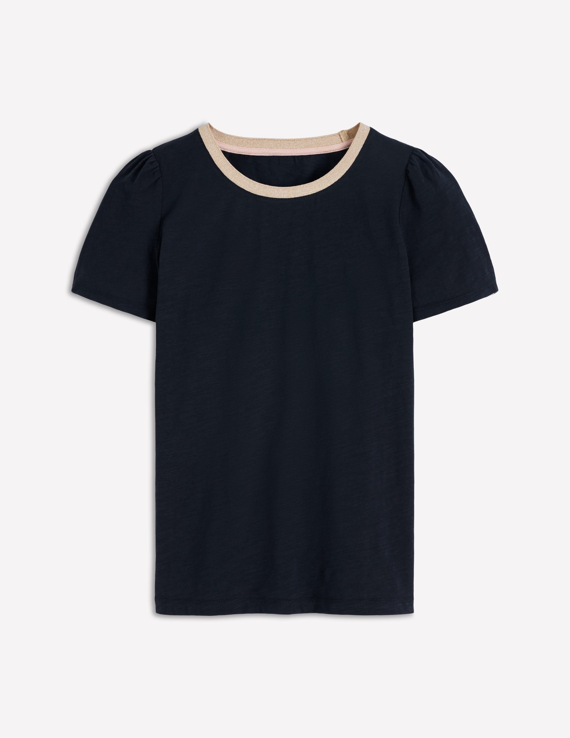 Metallic Trim T-Shirt-Navy - Image 4
