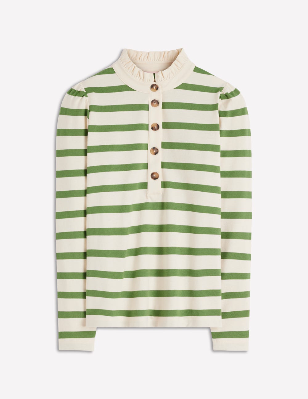 Ruffle Collar Mariner-Ivory and Safari Green Stripe