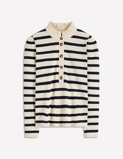 Ruffle Collar Mariner-Ivory and Navy Stripe-7
