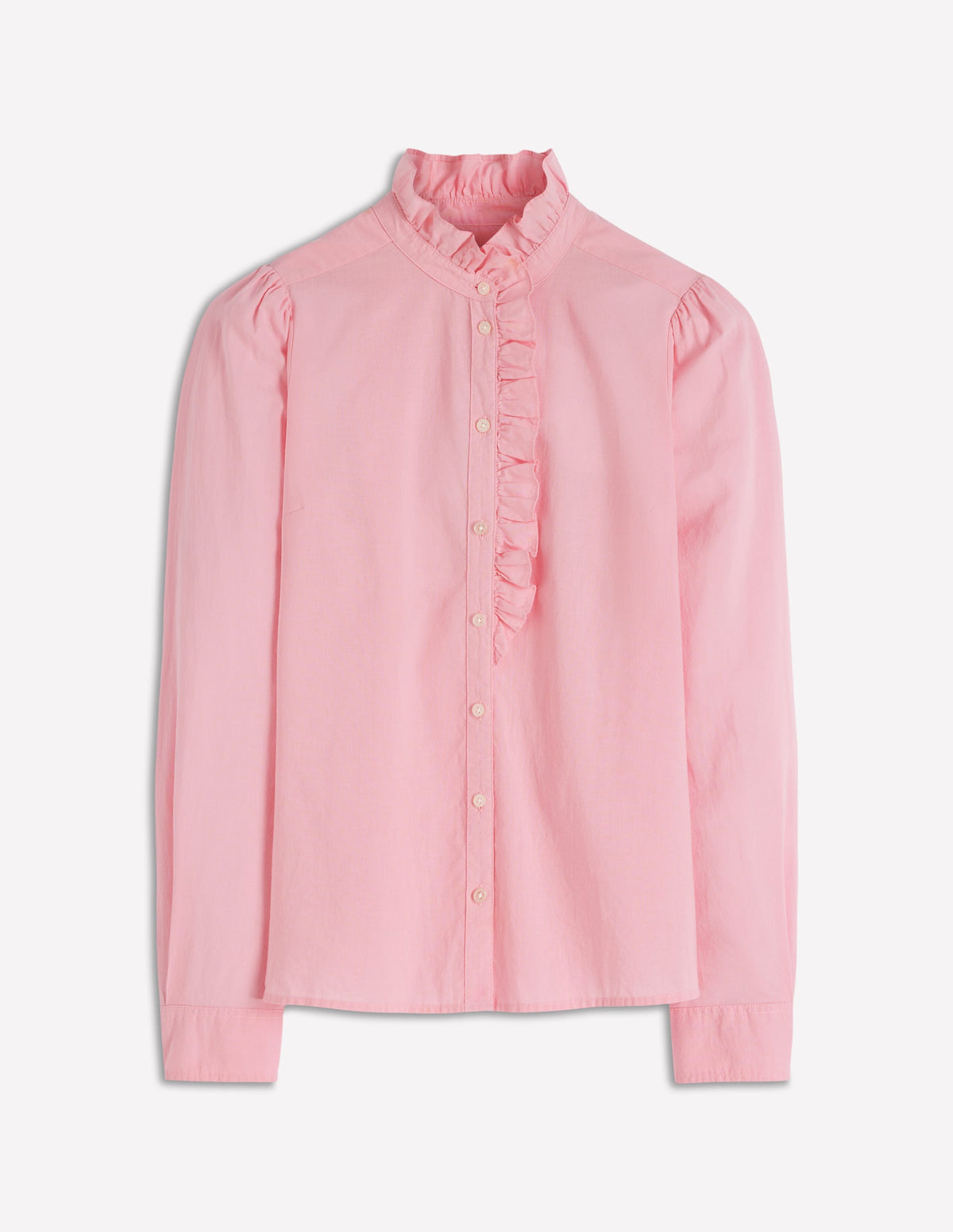 Isabel Ruffle Cotton Shirt-Spring Blossom Pink - Image 5