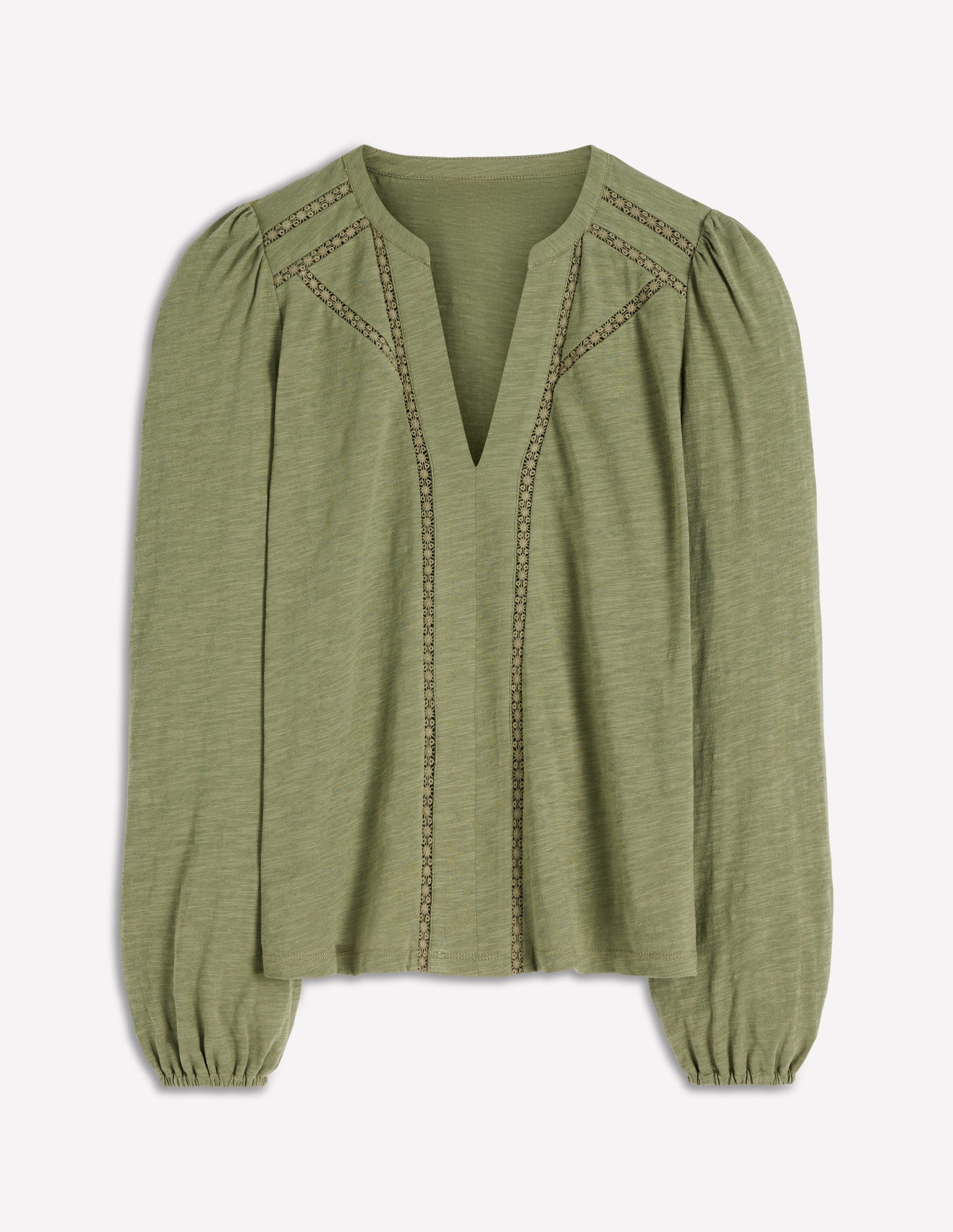 Poppy Long Sleeve Top-Oil Green-4