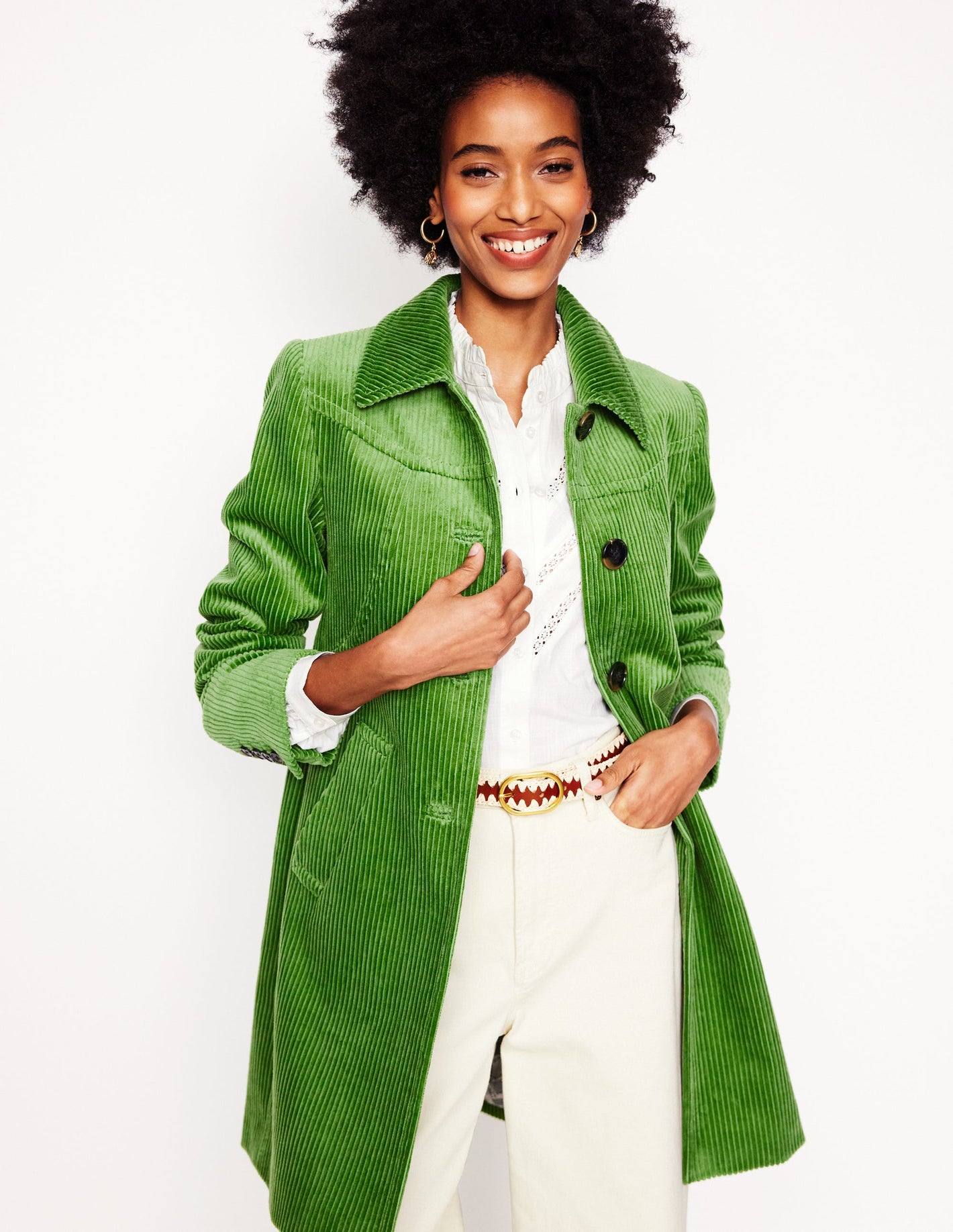 Lincoln Cord Coat-Promenade Green