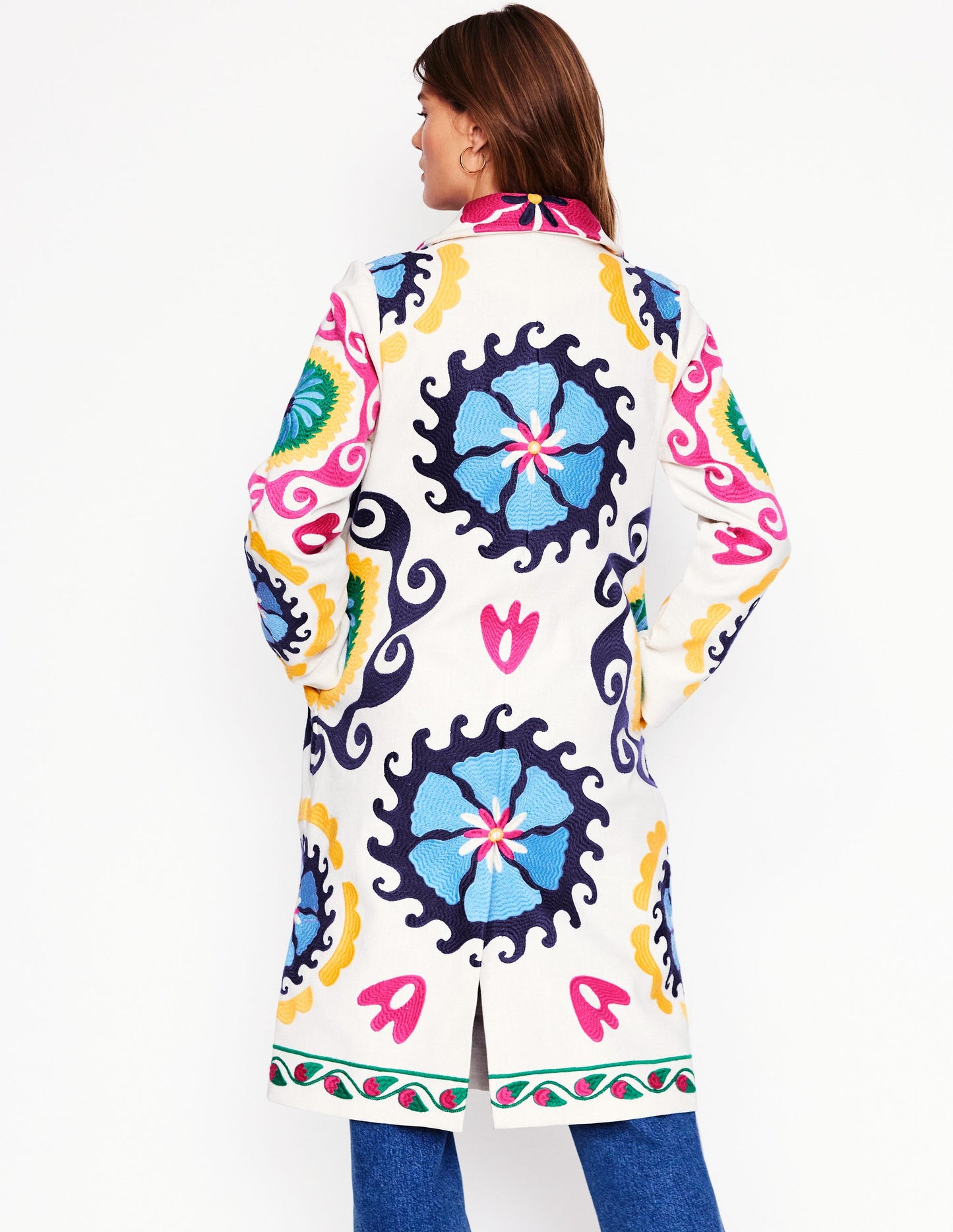 Embroidered Souvenir Coat-Multi, Ornamental Wave