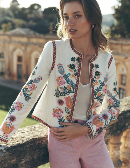 Embroidered Item Jacket-Ivory, Tulip Fusion