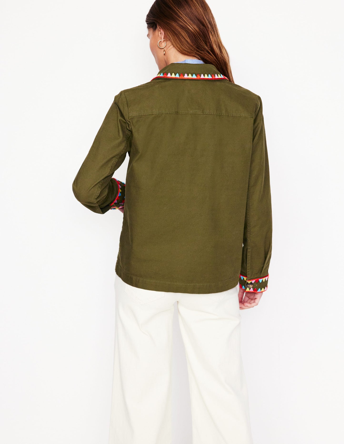 Embroidered Utility Jacket-Woodland Green