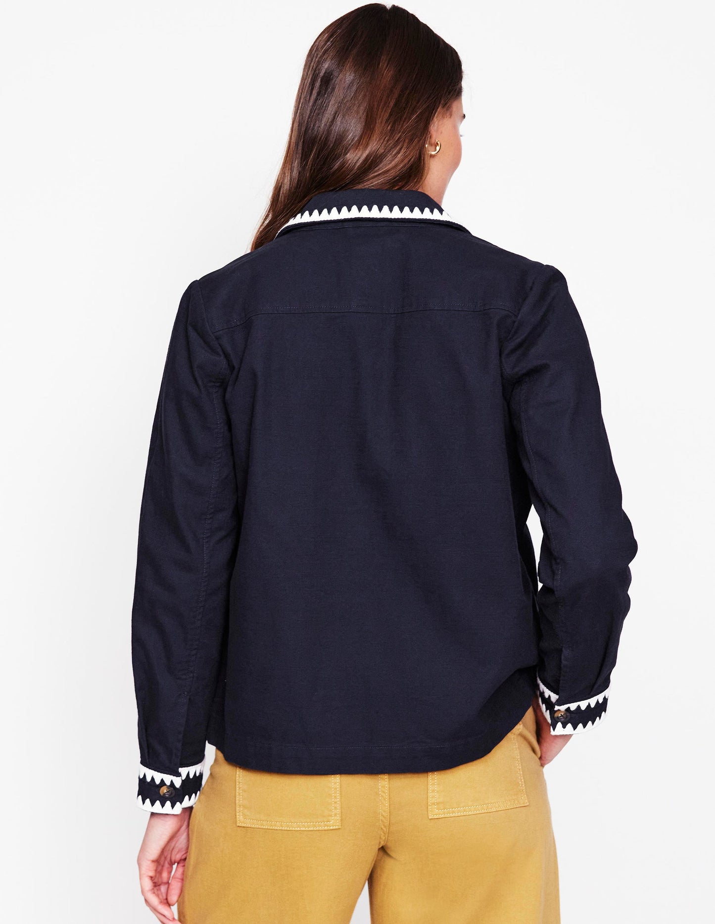 Embroidered Utility Jacket-Navy