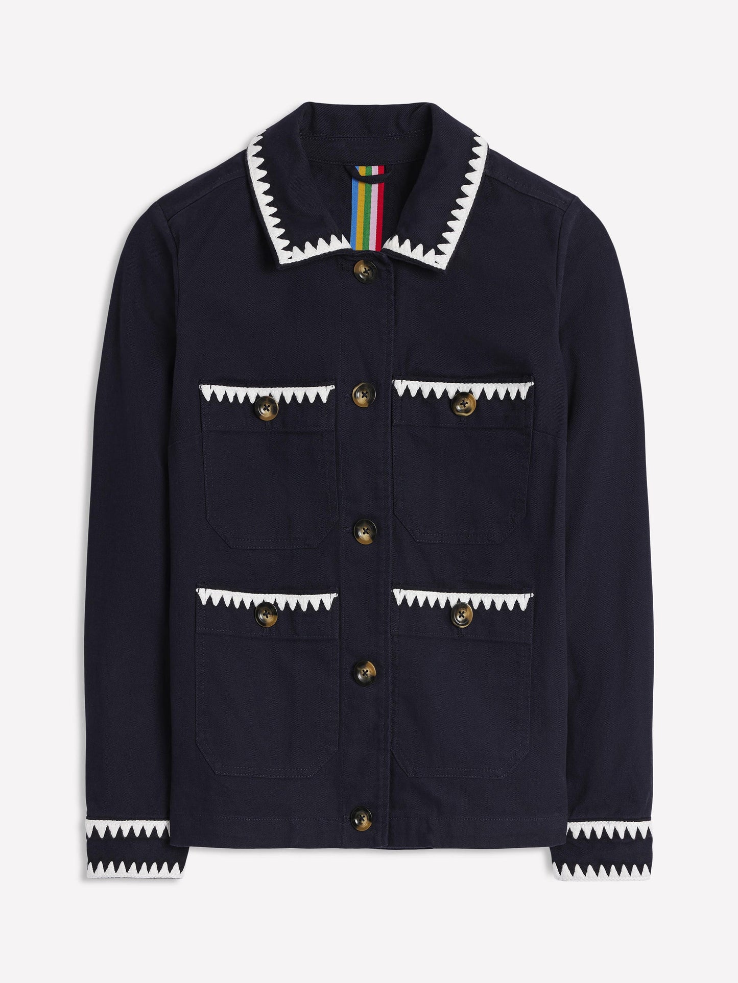 Embroidered Utility Jacket-Navy