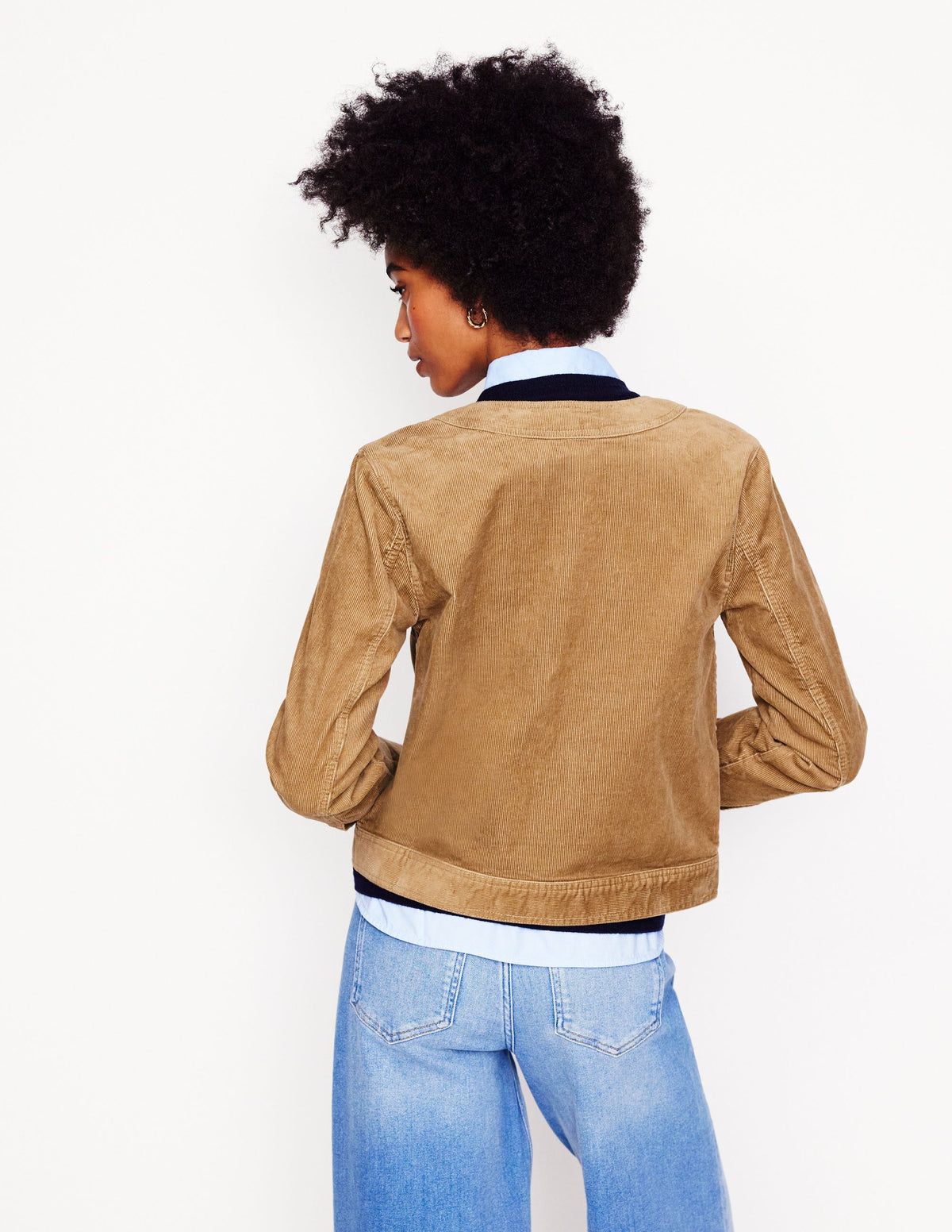 Collarless Casual Jacket-Cappuccino - Image 2