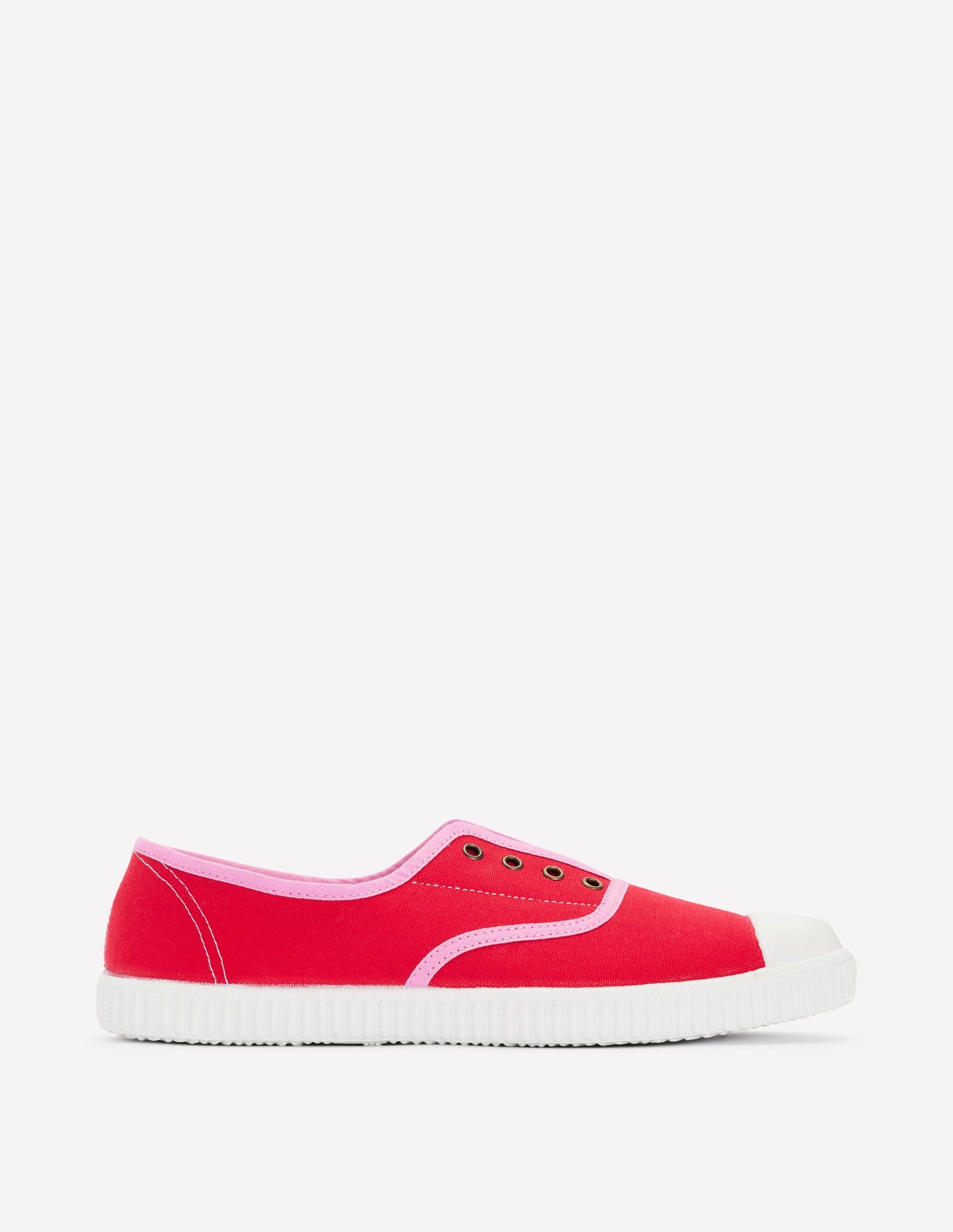 Laceless Canvas Plimsolls-Post Box Red/Soft Pink