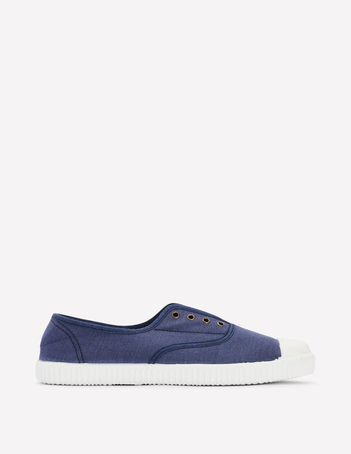 Laceless Canvas Plimsoll-Navy
