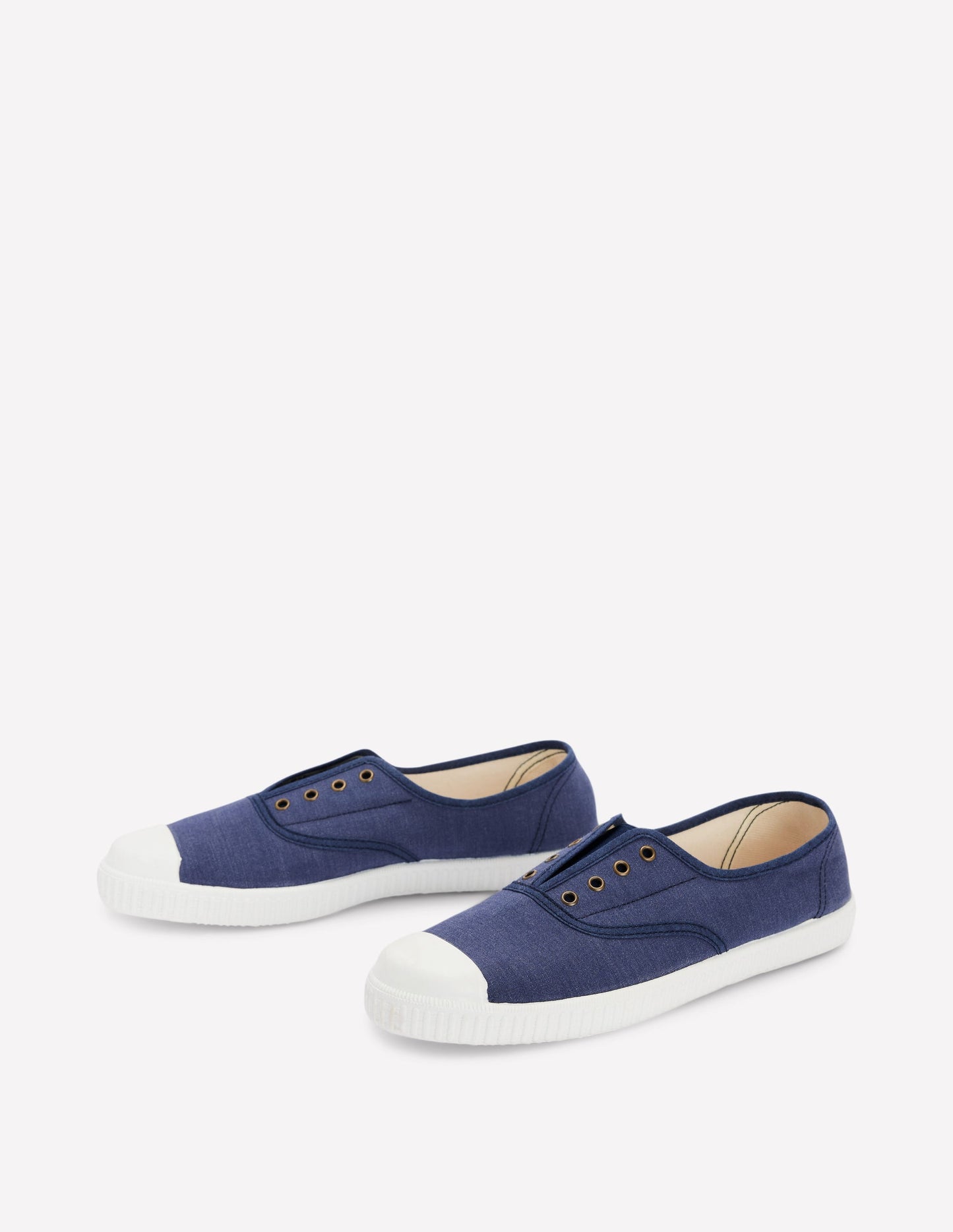 Laceless Canvas Plimsolls-Navy