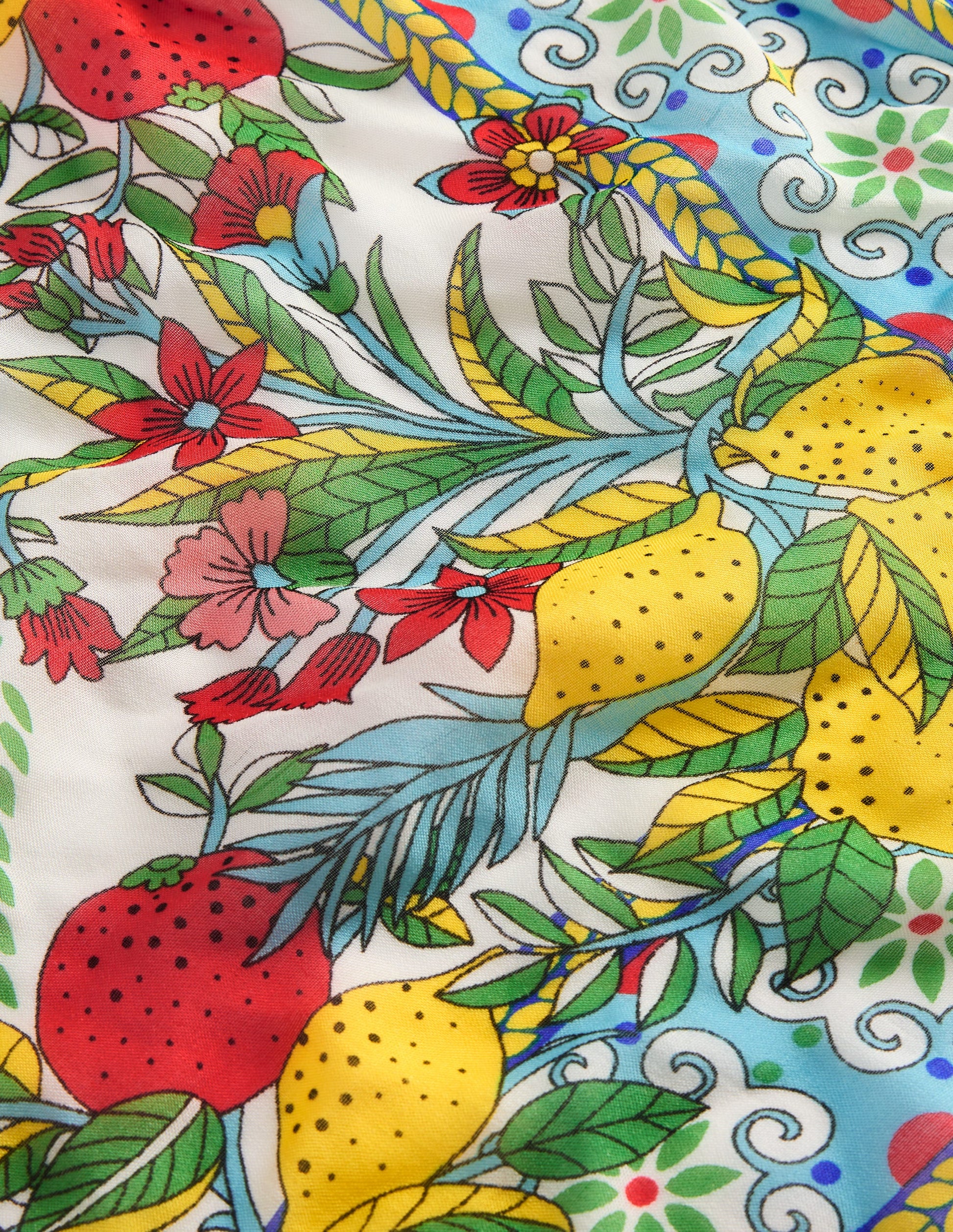 Printed Sarong Scarf-Multi, Citrus Vine Tile-3