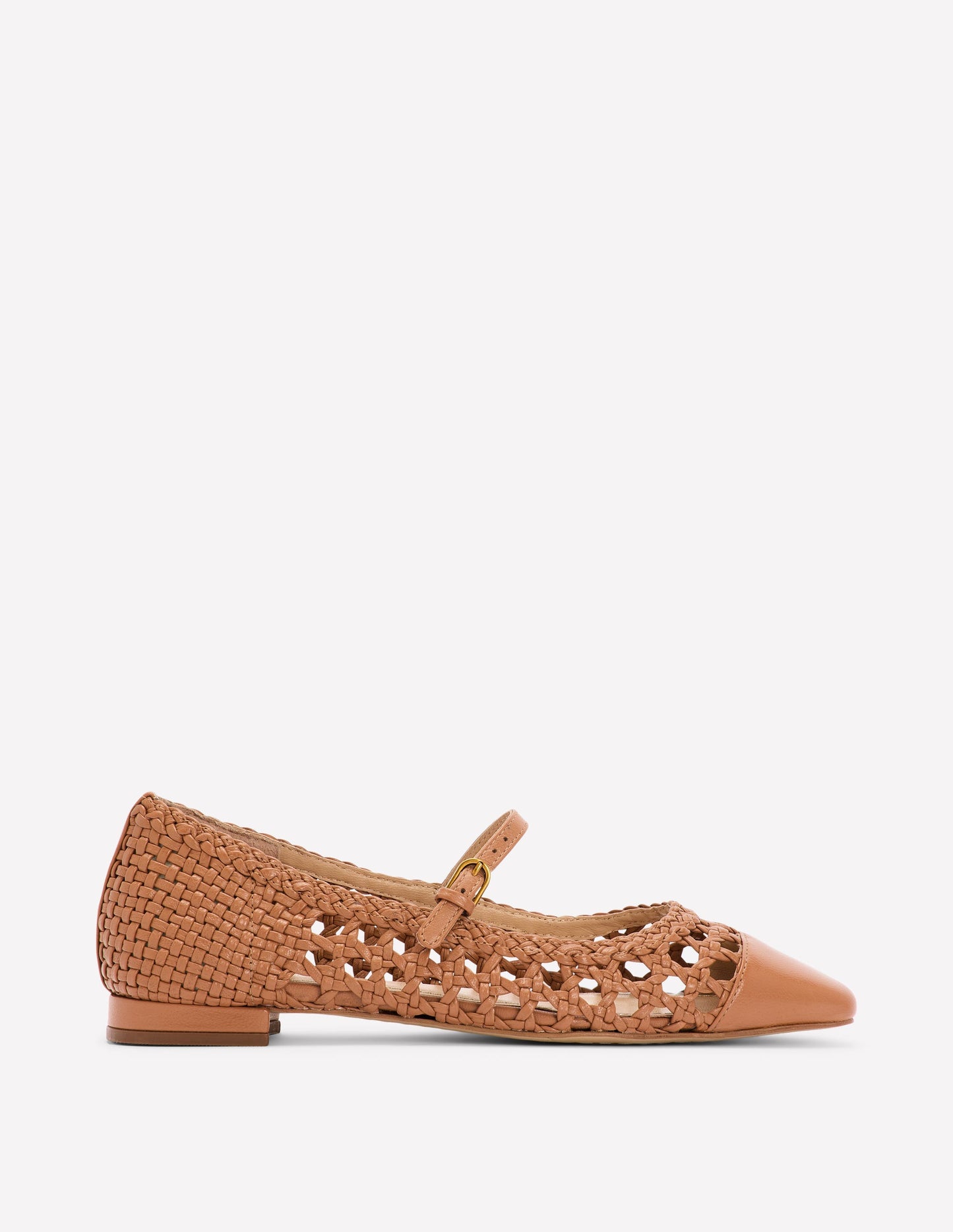 Penelope Mary Jane Flat-Tan Weave