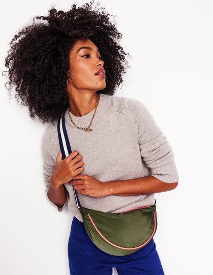 Nylon Cross-Body Bag-Khaki