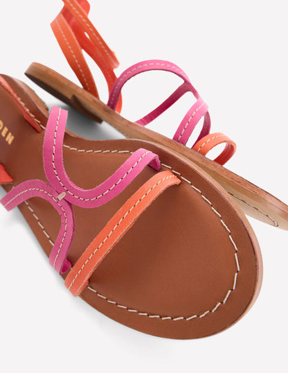 Casual Flat Sandal-Pink Peony/Gladioli Orange