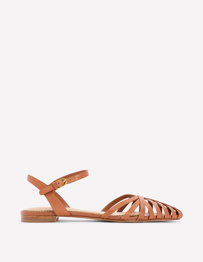 Multi Strap Pointed Sandal-Tan