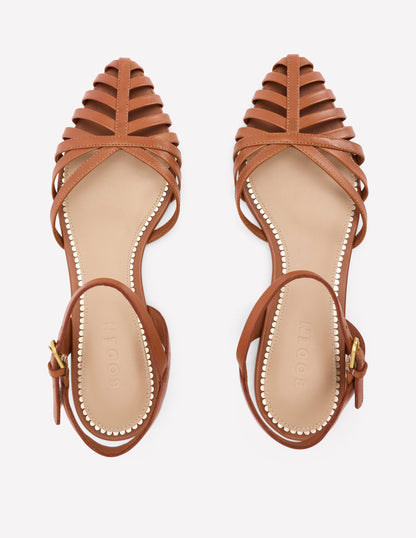 Multi Strap Pointed Sandal-Tan