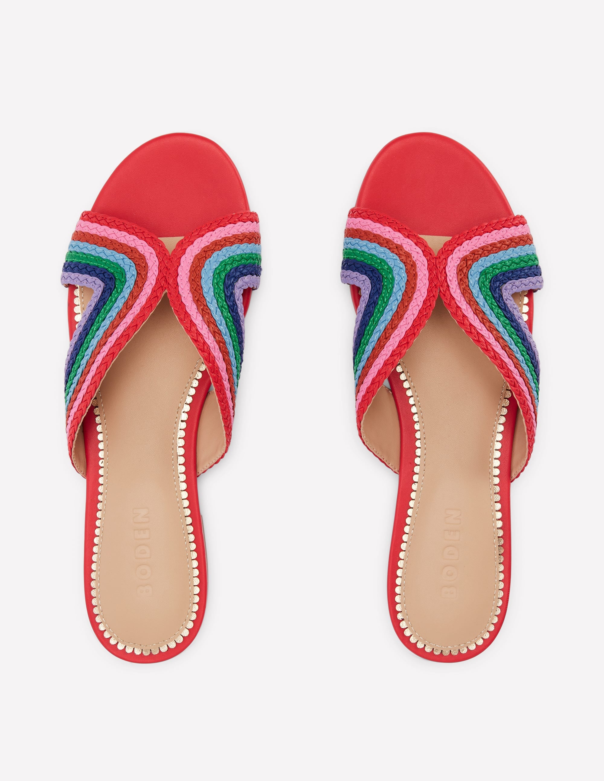 Striped Flat Sandals-Red, Multi - Image 5