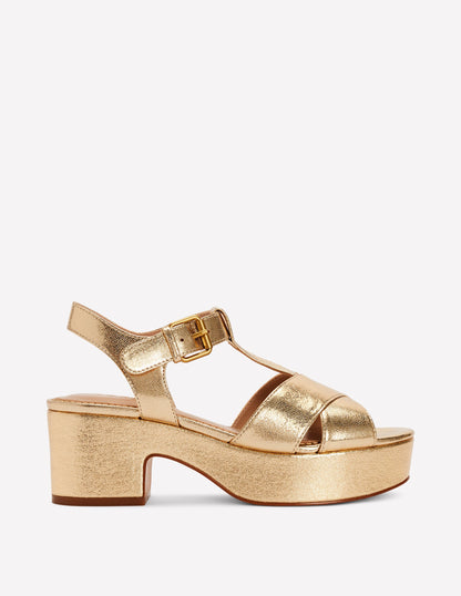 Cut Out Wedge Sandal-Metallic