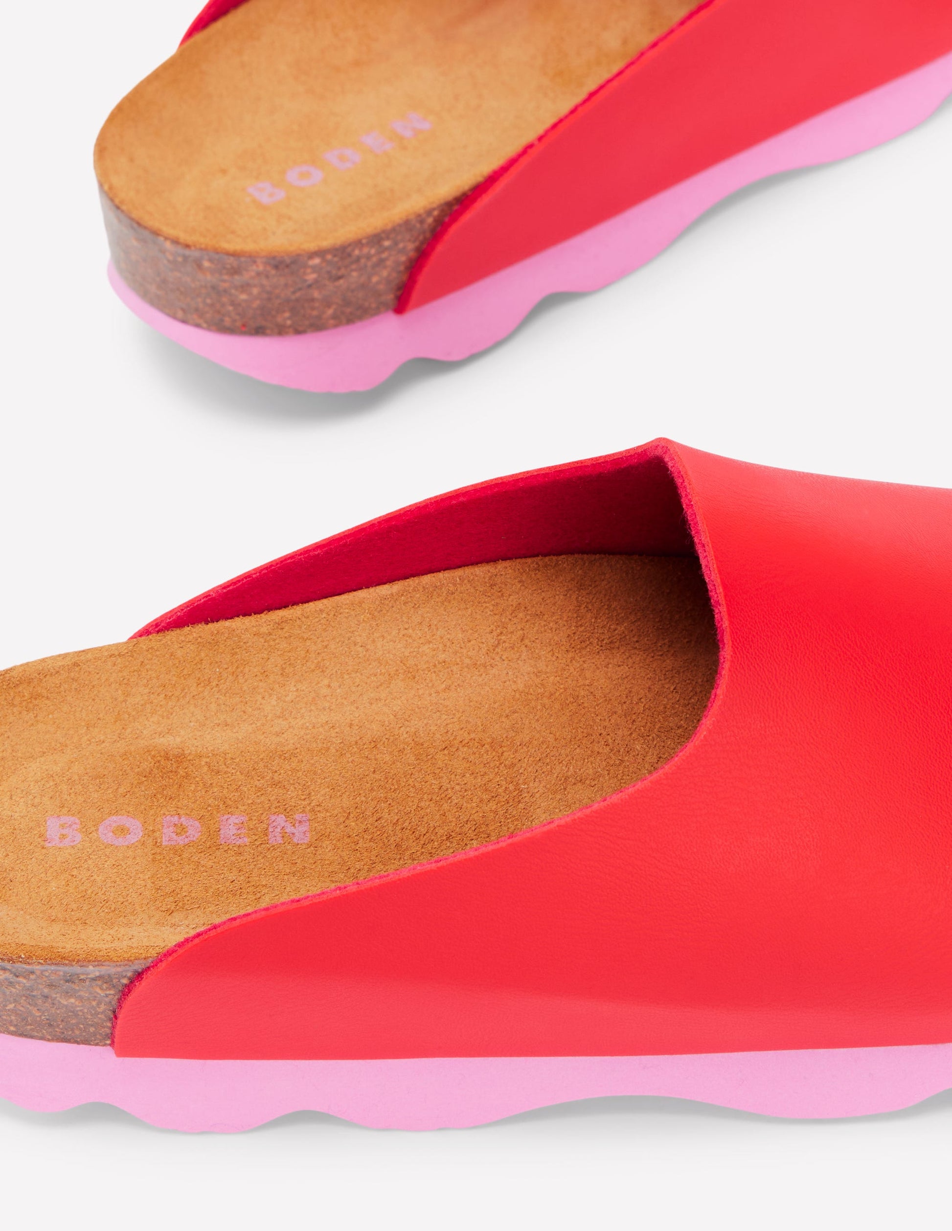 Lyla Colour Block Clogs-Post Box Red/Soft Pink-4