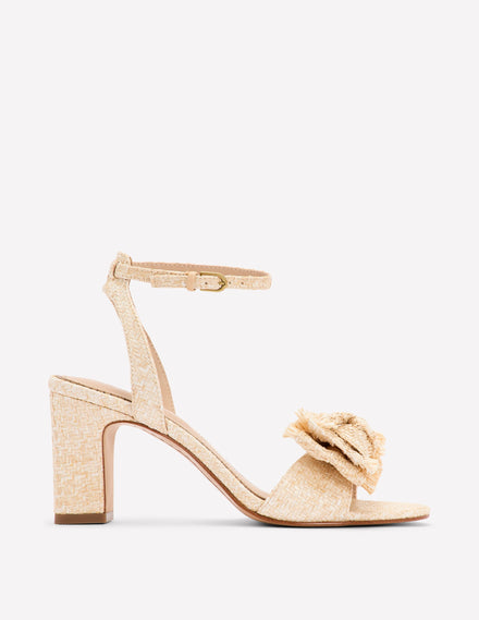 Bow Heeled Sandals-Natural