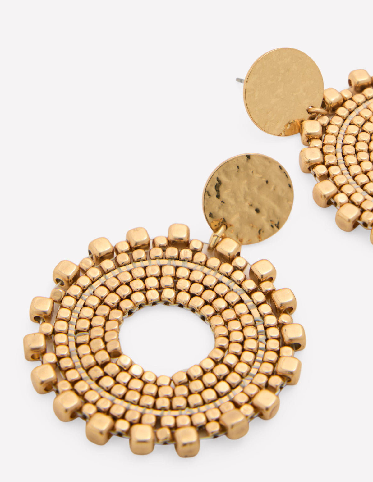 Circle Motif Earrings-Gold - Image 3