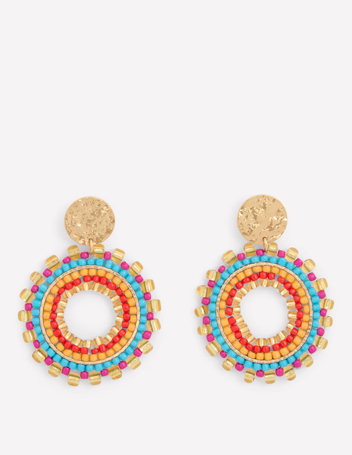 Circle Motif Earrings-Multi
