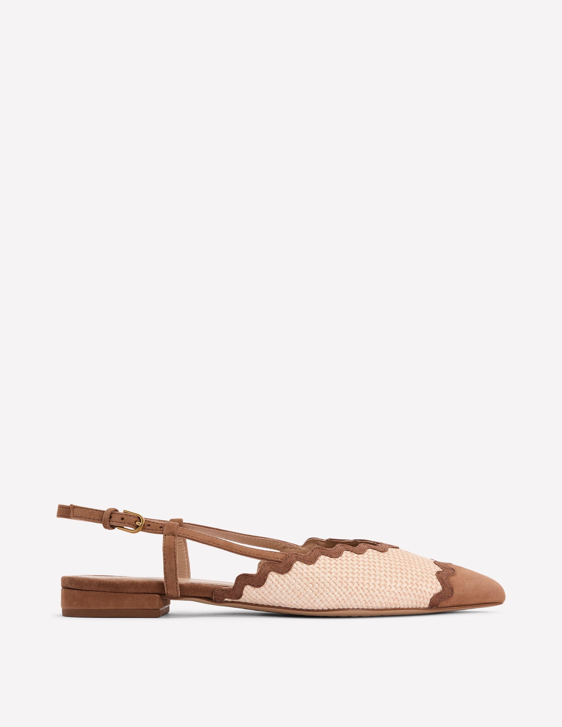 Ric Rac Detail Pointed Flats-Natural/ Tan-1