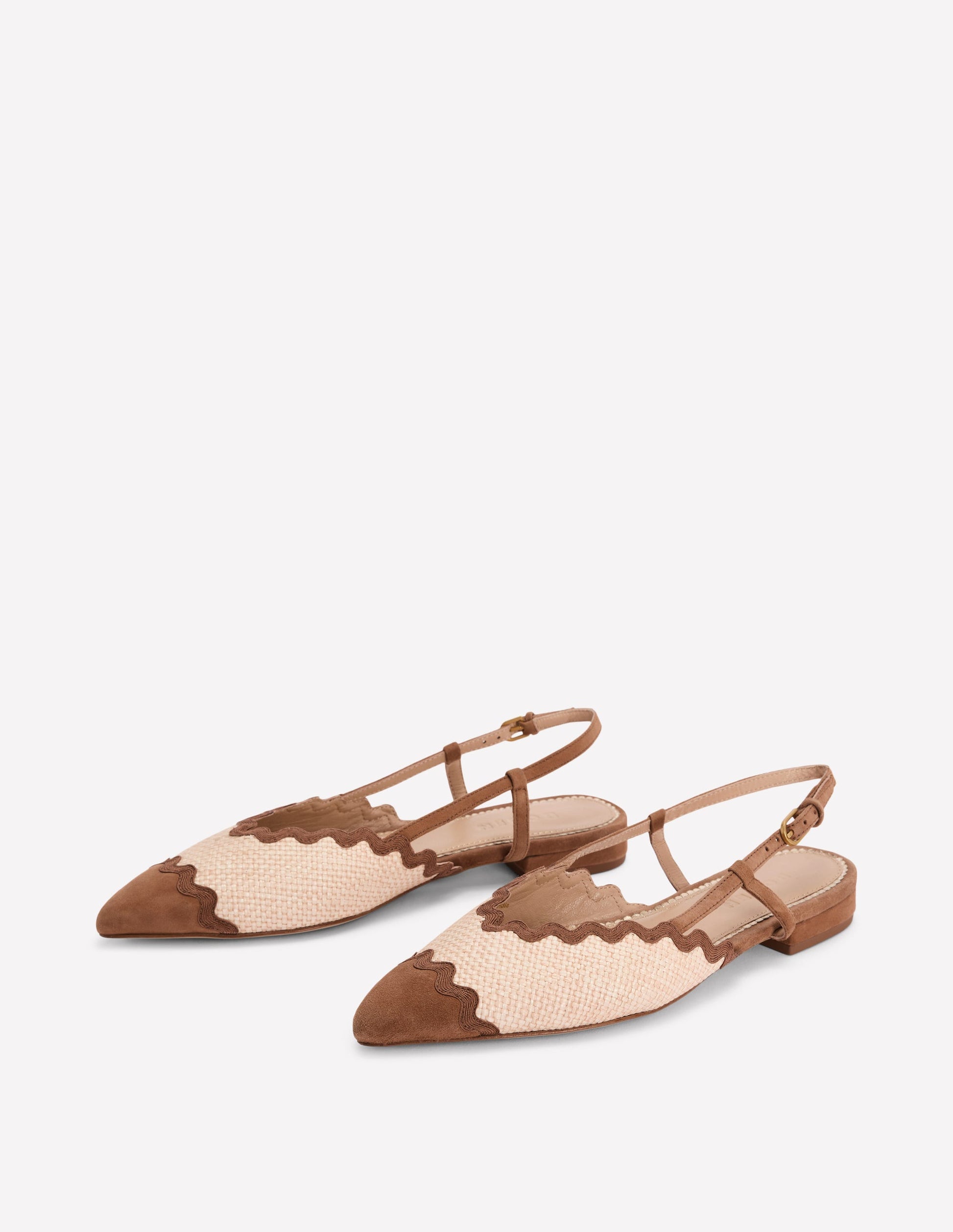 Ric Rac Detail Pointed Flats-Natural/ Tan-3