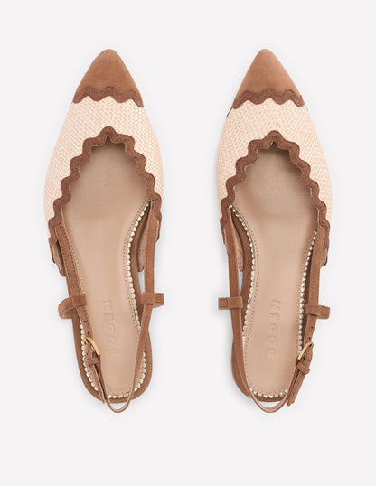 Ric Rac Detail Pointed Flats-Natural/ Tan-5